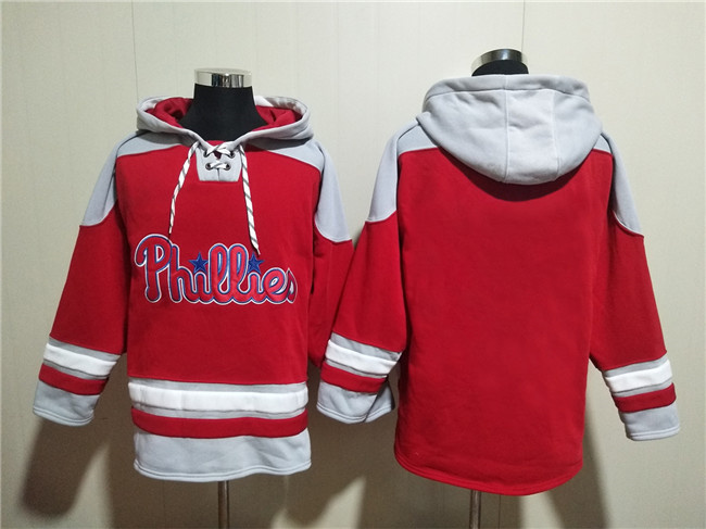 Men's Philadelphia Phillies Blank Red Ageless Must-Have Lace-Up Pullover Hoodie